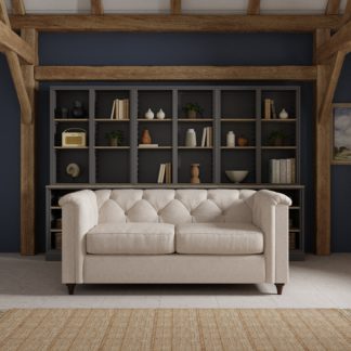 An Image of Chesterfield Soft Texture 2 Seater Sofa Soft Texture Natural
