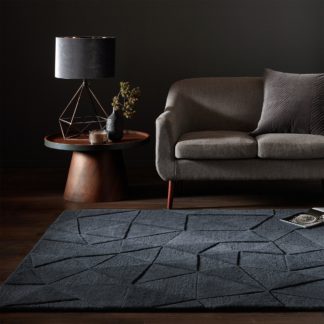 An Image of Shard Geometric Wool Rug Charcoal