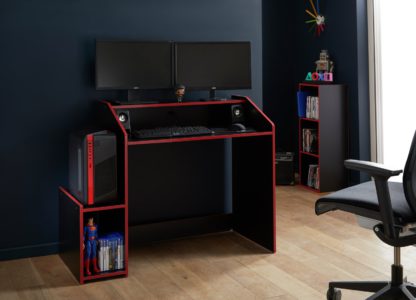 An Image of Lloyd Pascal Gaming Desk - Black & Red