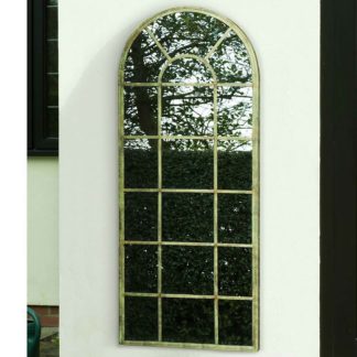 An Image of MirrorOutlet Green Country Rustic Multi Panel Design Garden Mirror - 140 x 56cm