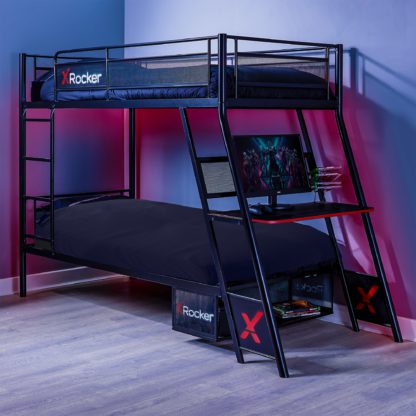 An Image of X Rocker Armada Dual Gaming Bunk Bed Black
