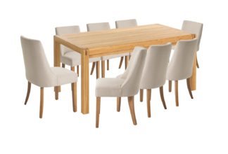 An Image of Habitat Radius Oak Dining Table & 8 Alec Cream Chairs