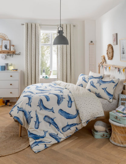 An Image of Yvonne Ellen Cotton Rich Mini Whales Bedding Set