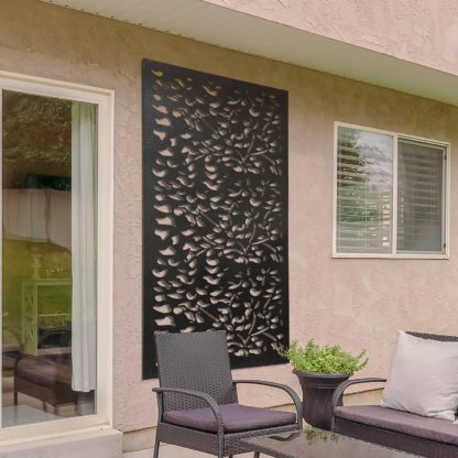 An Image of Amarelle Extra Large Metal Leaf Design Decorative Garden Screen - 180 x 90cm