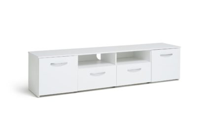 An Image of Habitat Hayward 2 Door 2 Drawer TV Unit - White Gloss