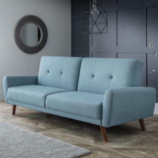 An Image of Monza Linen Clic Clac Sofa Bed Blue