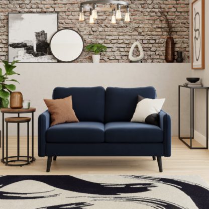 3889fcac3765340faf1de7227a3f3c50b40304072ddaf79bd935bd024eb9c312.jpg An Image of Milton Velvet 2 Seater Sofa Navy