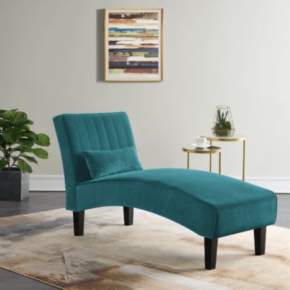 An Image of Bella Velvet Chaise Longue Midnight (Blue)