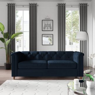 An Image of Chesterfield Opulent Velvet 3 Seater Sofa Opulent Velvet Navy