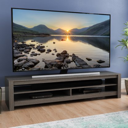 An Image of Calibre Wide TV Stand 180cm, Oak Effect Black