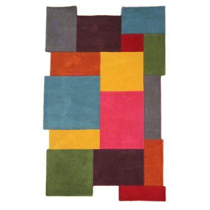 An Image of Abstract Collage Rug Red