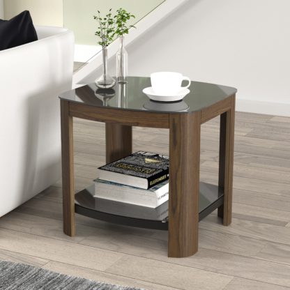 An Image of Affinity Real Curved Wood Side Table Oak (Brown)