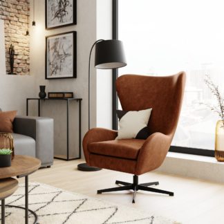 An Image of Kuvert Faux Leather Swivel Chair Tan Tan
