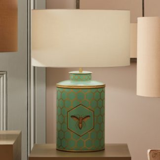 An Image of Pacific Lifestyle Honeycomb Table Lamp Blue Teal (Blue)