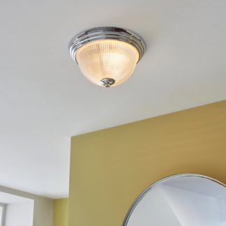 An Image of Gleeson Prismatic Bathroom 1 Light Flush Ceiling Fitting Chrome