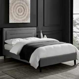 An Image of Picasso Grey Fabric Bed Frame Dark Grey