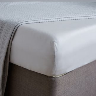 An Image of Hotel Plain Silver Cotton Tencel 28cm Fitted Sheet Silver