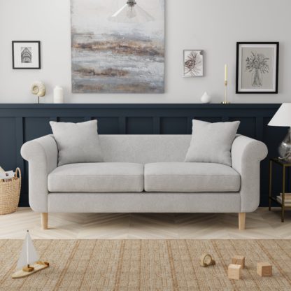 An Image of Florrie 3 Seater Flatweave Sofa Light Grey