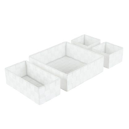 5dae2bfa32702552b3d54694718683be51025cb3b03b50a638a2dc76627334cb.jpg An Image of Set of 4 White Nylon Drawer Organisers White