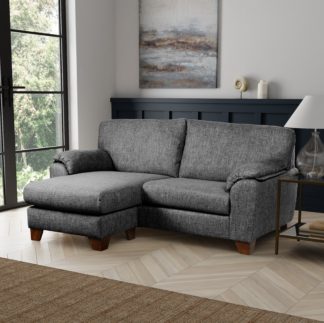 An Image of Meyer Tonal Weave Compact Corner Sofa Grey