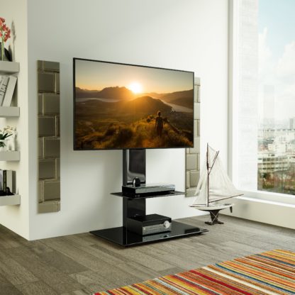 An Image of Lesina Pedestal TV Stand Black