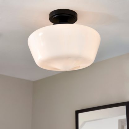 An Image of Mondez Bathroom 1 Light Flush Ceiling Fitting Satin Gold