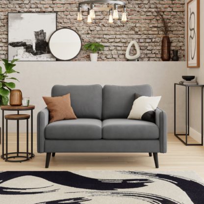 An Image of Milton Velvet 2 Seater Sofa Navy