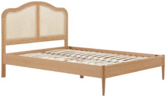 An Image of Birlea Leonie Kingsize Rattan Bed Frame - Oak