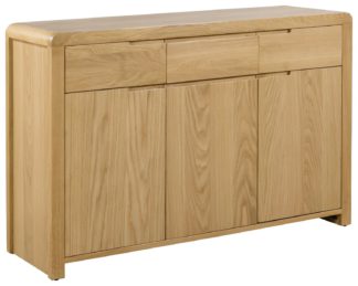 An Image of Julian Bowen Curve 3 Door 3 Drawer Sideboard - Oak