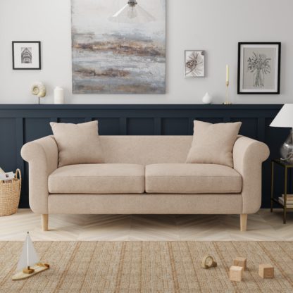 An Image of Florrie 3 Seater Flatweave Sofa Light Grey