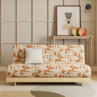 An Image of Mito Klipp Double Futon Natural Frame Orange