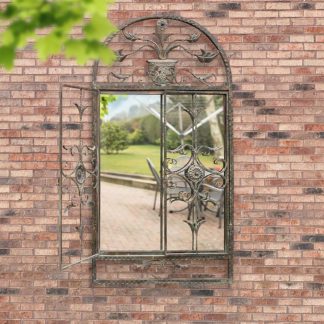 An Image of MirrorOutlet Rustic Scroll Large Garden Mirror - 130 x 70 cm