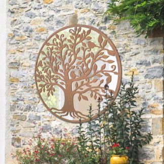 An Image of MirrorOutlet Bird Round Garden Mirror - 100 x 100 cm