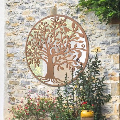 An Image of MirrorOutlet Stag Deer Round Circular Garden Mirror - 100 x 100 cm