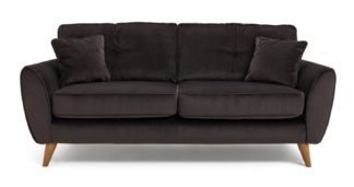 An Image of Habitat Isla 3 Seater Velvet Sofa - Grey