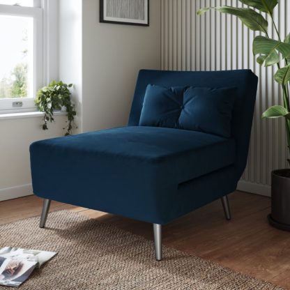 An Image of Phoebe Velvet Chair Bed Navy