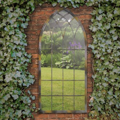 An Image of MirrorOutlet Rose Garden Rustic Arch Extra Large metal Garden Mirror - 161 x 72 cm