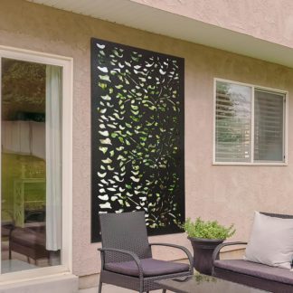 An Image of Amarelle Extra Large Metal Leaf Design Decorative Garden Screen Mirror - 180 x 90cm