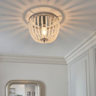 An Image of Alora Bathroom Beaded Flush Chandelier Chrome