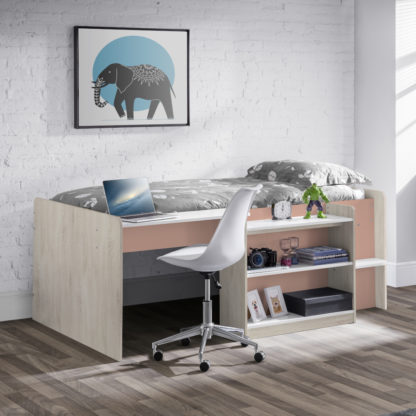 7f1c79280a47f07b70a6b325f8cc7d063d0f95972c17a31a908bf1f3ba6db9c1.jpg An Image of Neptune Pastel Pink Wooden Cabin Bed Frame - 3ft Single