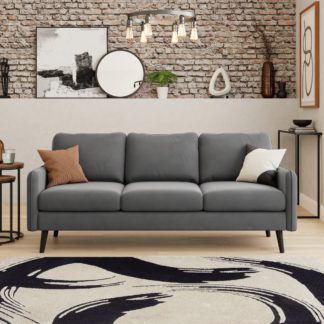 An Image of Milton Velvet 3 Seater Sofa Grey