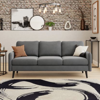 An Image of Milton Velvet 3 Seater Sofa Grey
