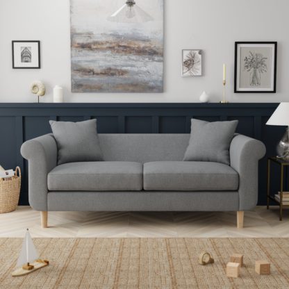 An Image of Florrie 3 Seater Flatweave Sofa Light Grey