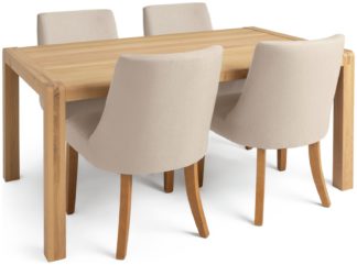 An Image of Habitat Radius Oak Dining Table & 4 Alec Cream Chairs