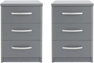 An Image of Argos Home Hallingford 2 Piece Bedside Table Set - Grey