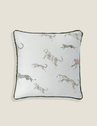 An Image of Yvonne Ellen Pure Cotton Mono Cheetah Cushion