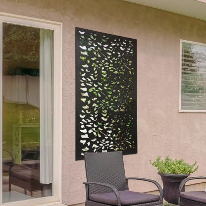An Image of Amarelle Large Metal Leaf Design Decorative Garden Screen Mirror - 120x60cm