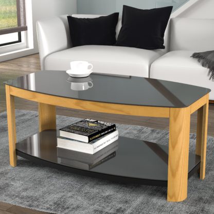 An Image of Affinity Real Curved Wood Coffe Table Black