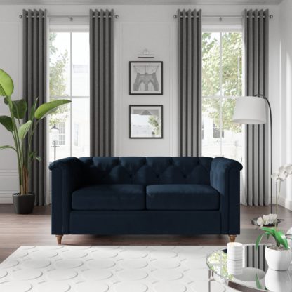 An Image of Chesterfield Opulent Velvet 2 Seater Sofa Opulent Velvet Navy