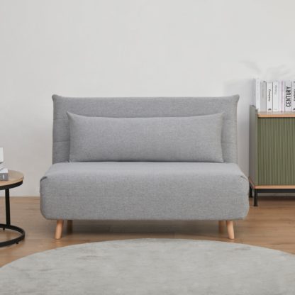 An Image of Aria Fabric Sofa Bed Pebble Grey
